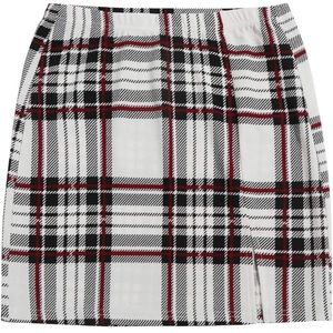 Tartan Plaid Bodycon Split Hem Skirt